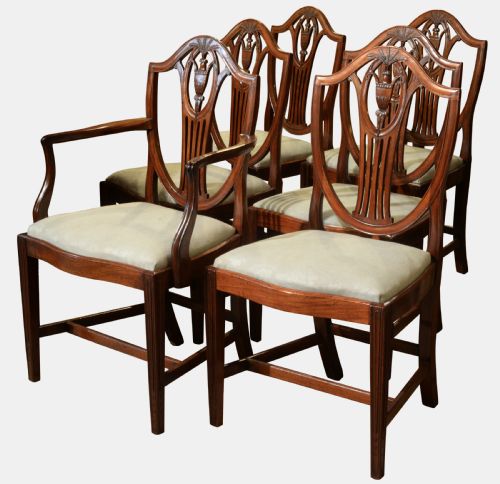 Set of 6 Hepplewhite Style Chairs