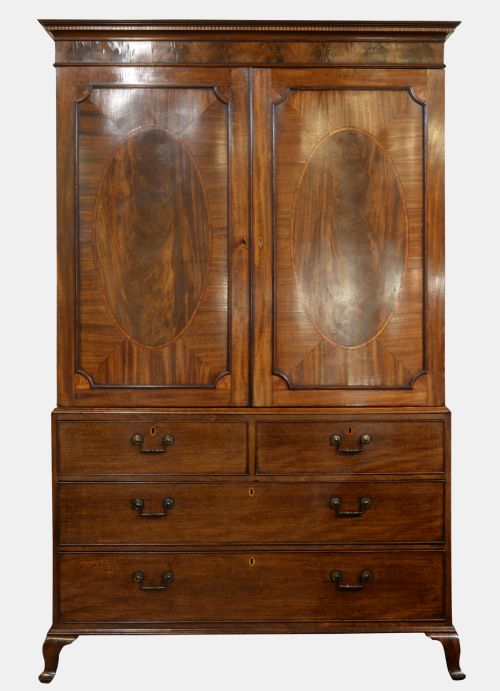 18th Century Mahogany Linen Press