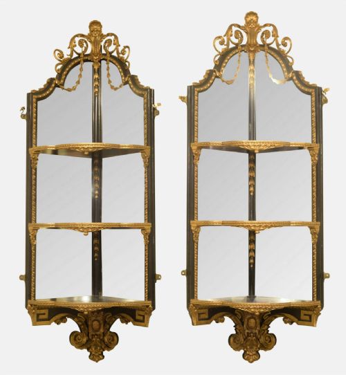 Large Pair of Victorian Corner Shelves