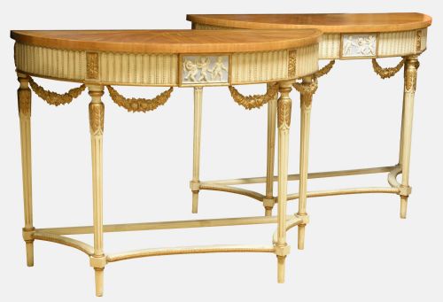 Decorative Pair of French Console Tables