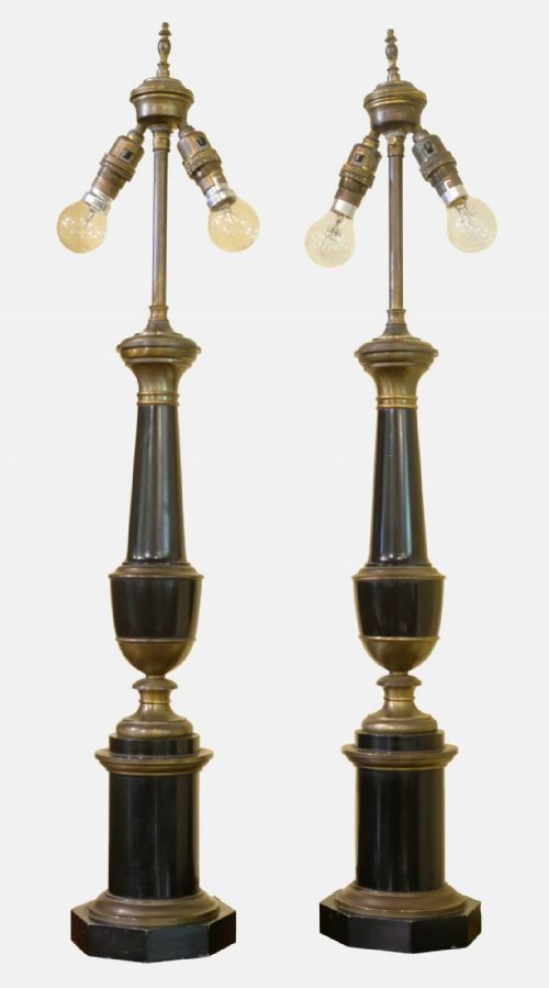 Ebonised & Brass Table Lamps