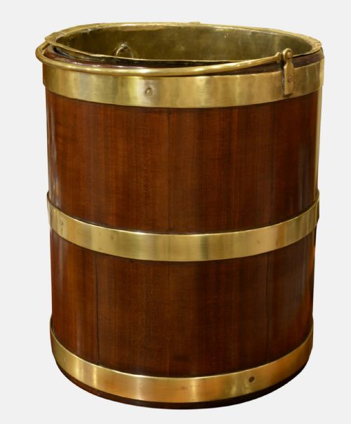 Circular Brass Bound Mahogany Bucket