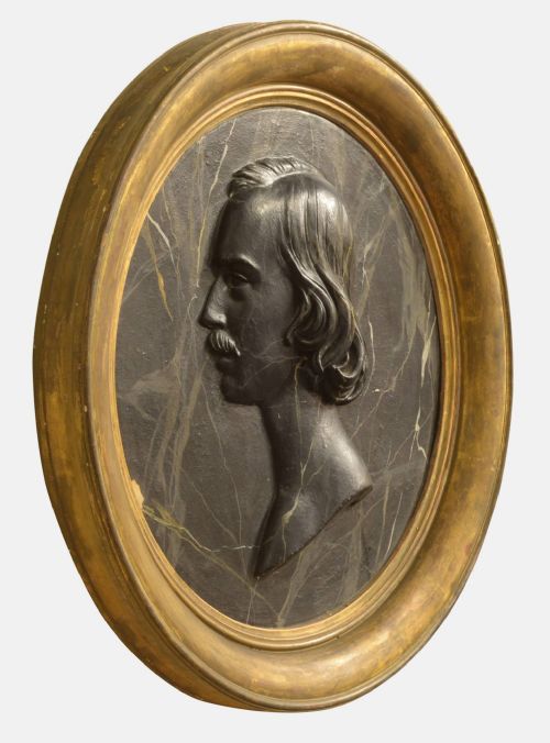 19th Century Marble Effect Mounted Portrait