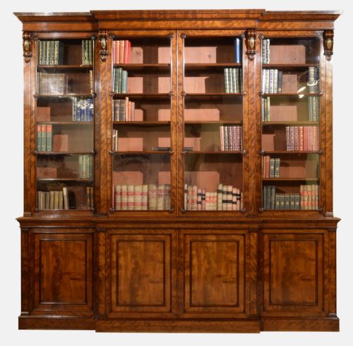 Quality Mahogany William IV Period Breakfront Bookcase