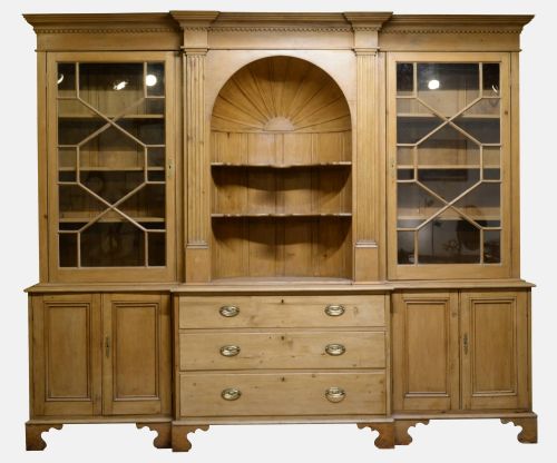 Pine Breakfront Bookcase