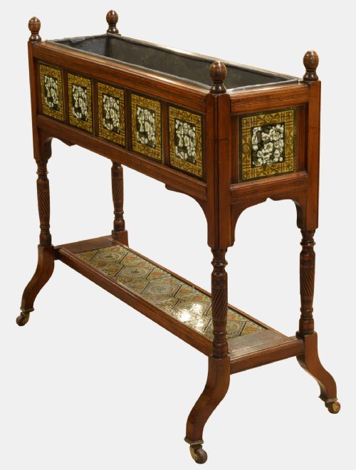 Tiled Red Walnut Jardiniere