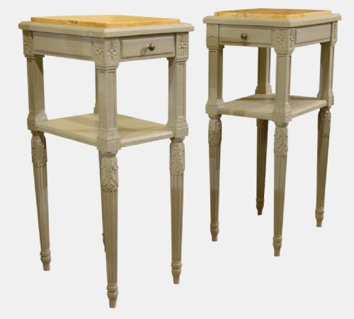 Pair of French Louis Xvi Style Painted Nightstands