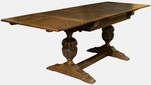 Carved Oak Draw Leaf Table