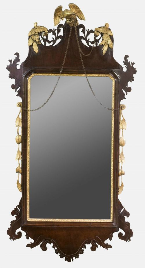 Mahogany & Gilt Mirror with Eagle