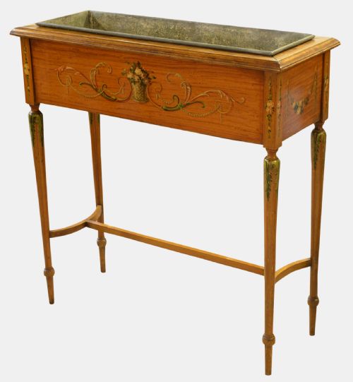 Satinwood Jardiniere with Painted Decoration
