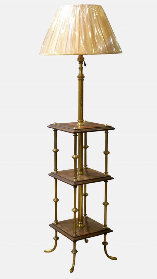Edwardian Rosewood and Brass Standard Lamp
