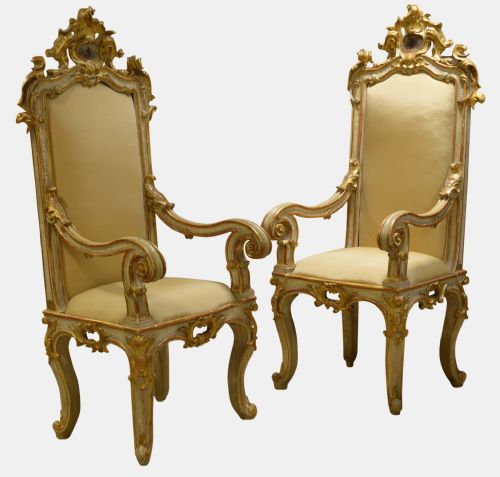 Pair of 18th Century Italian Throne Chairs