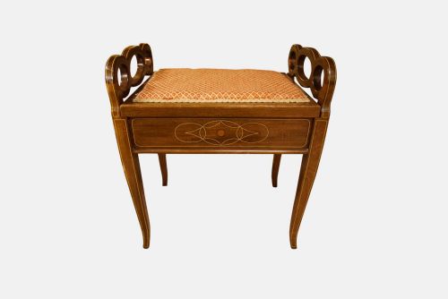 An Edwardian Inlaid Piano Stool with Lifting Seat