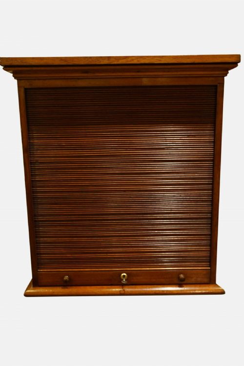 19thc Mahogany Tambour Fronted Wall Cabinet