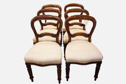 Set of Six Victorian Mahogany Balloon-back Dining Chairs