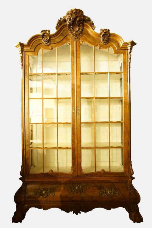 Dutch Walnut & Burr Walnut Vitrine
