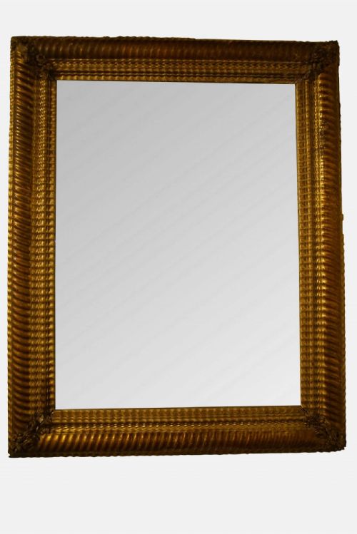 19thc French Gilt Gesso Rippled Wall Mirror