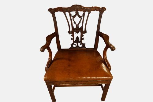 Finely Carved Chippendale Design Desk Chair