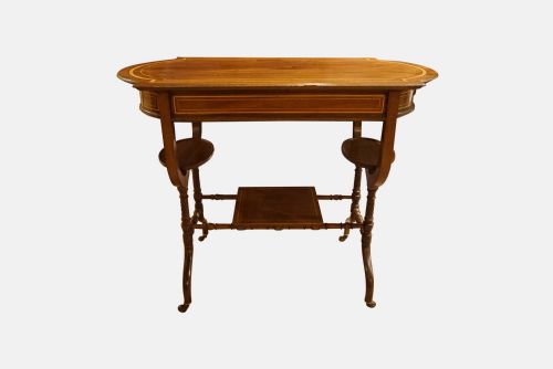 Mahogany & Maple Inlaid Work or Occasional Table