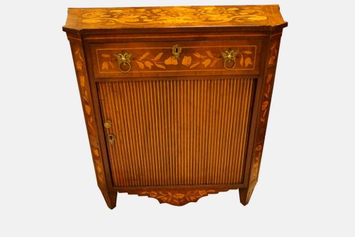Dutch Marquetry Tambour Fronted Cabinet