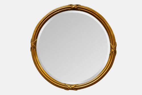 A Circular Bevelled Plate Gilt Mirror