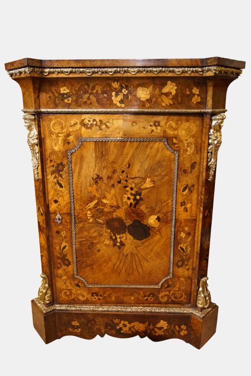 Walnut Amboyna & Marquetry Pier Cabinet