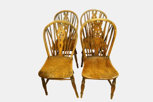 4 Antique Wheel Back Chairs