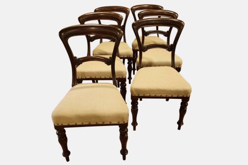 Set of Six Victorian Balloon Back Dining Chairs