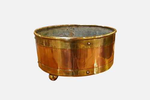 Copper and Brass Bound Table Jardiniere