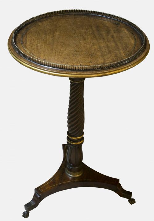 1st Empire French Mahogany Occasional Table with Strung Brass Line