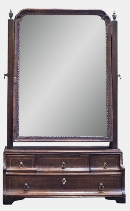 Walnut and Chevron Banded Waterfall Toilet Mirror