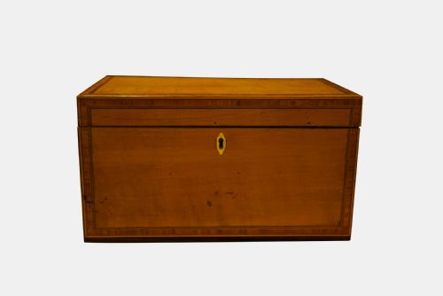 19thc Satinwood Tea Caddy