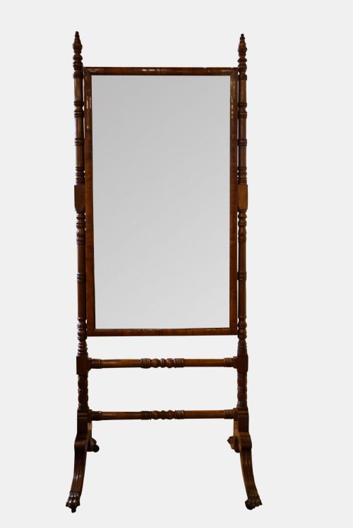 Fine Regency Mahogany Cheval Mirror