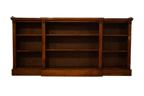 19thc Walnut Breakfront Dwarf Open Bookcase