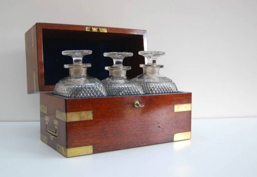Early Victorian Campaign Triple Decanter Set