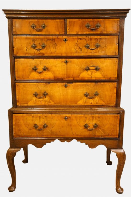 An 18thc Walnut & Oak Chest on Stand