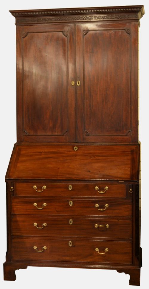 George III Chippendale Style Bureau Bookcase