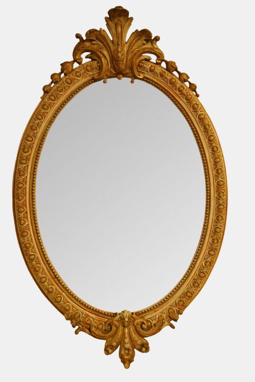 Antique French Oval Crested Mirror