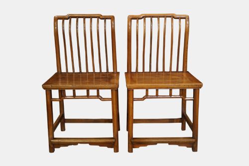 Pair of Elm Chinese Side Chairs
