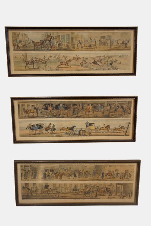 Set of 6 19thc Prints of Hunts, Horses and Carriages