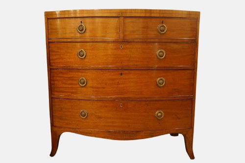 Geo III Mahogany Bow Front Chest of Drawers