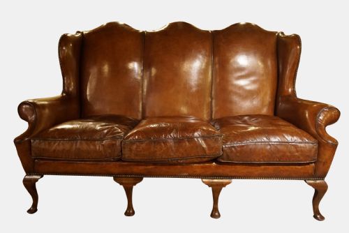Triple Back Leather Settee C1910
