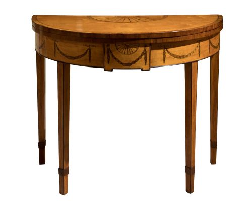 George III Satinwood Demi-lune Card Table