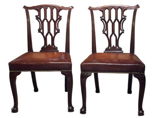 Geo II Pair of Mahogany Side Chairs
