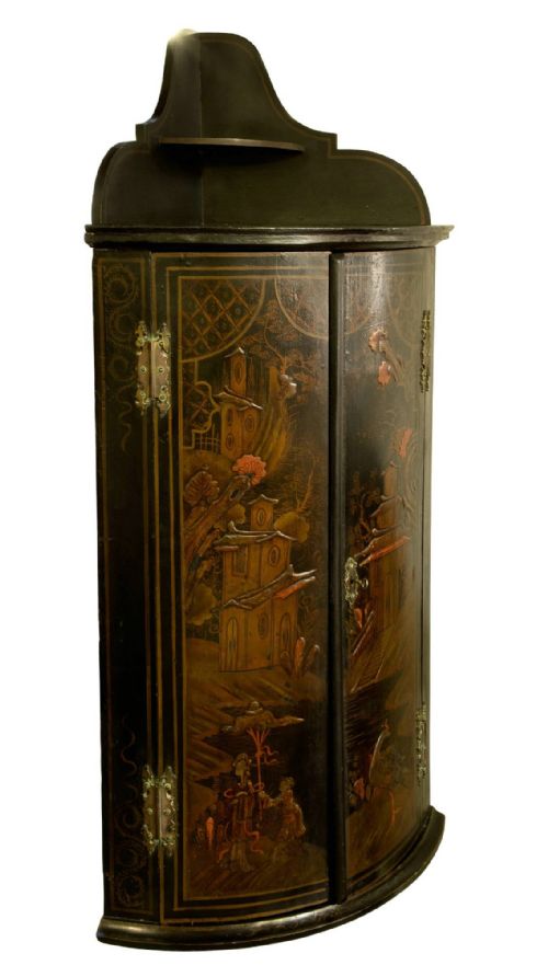 18thc Dutch Lacquer Corner Cupboard