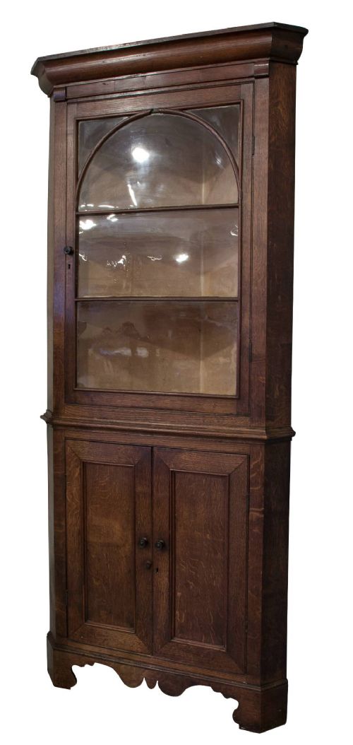 19thc Oak Corner Cupboard