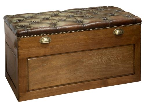 Camphor Wood Trunk with Leather Top.