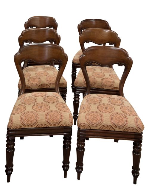 Six Victorian Balloon Back Dining Chairs