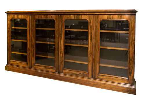 Bespoke 4 Door Glazed Rosewood Bookcase C1880