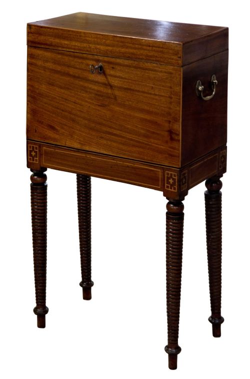 George III Mahogany Boxwood Teapoy